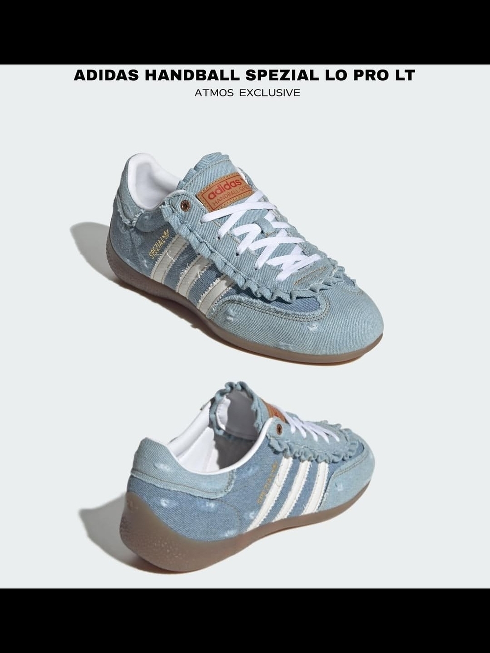 Atmos Pink x adidas Women's Handball Spezial 'Denim' sneakers (style code KJ5755